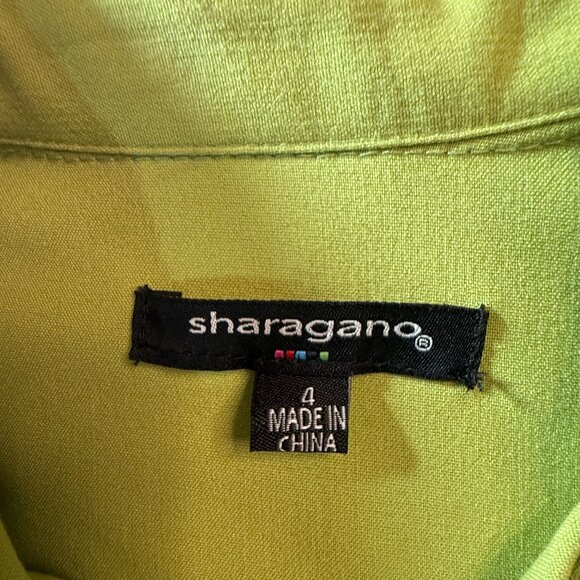 📌Sharagano Lime Green  Sheath Dress with Roll Up Sleeves and Pockets - Picture 15 of 16